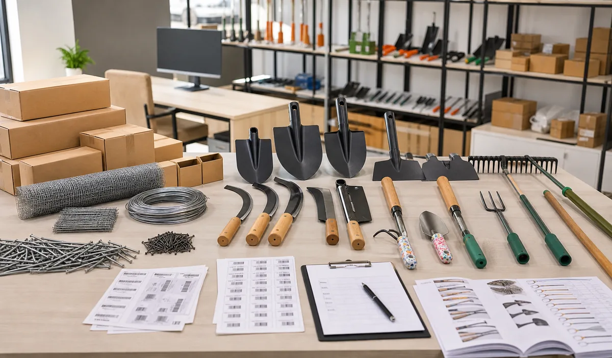 Hardware tool samples arranged for importers, wholesalers, retail sellers, and distributor channels